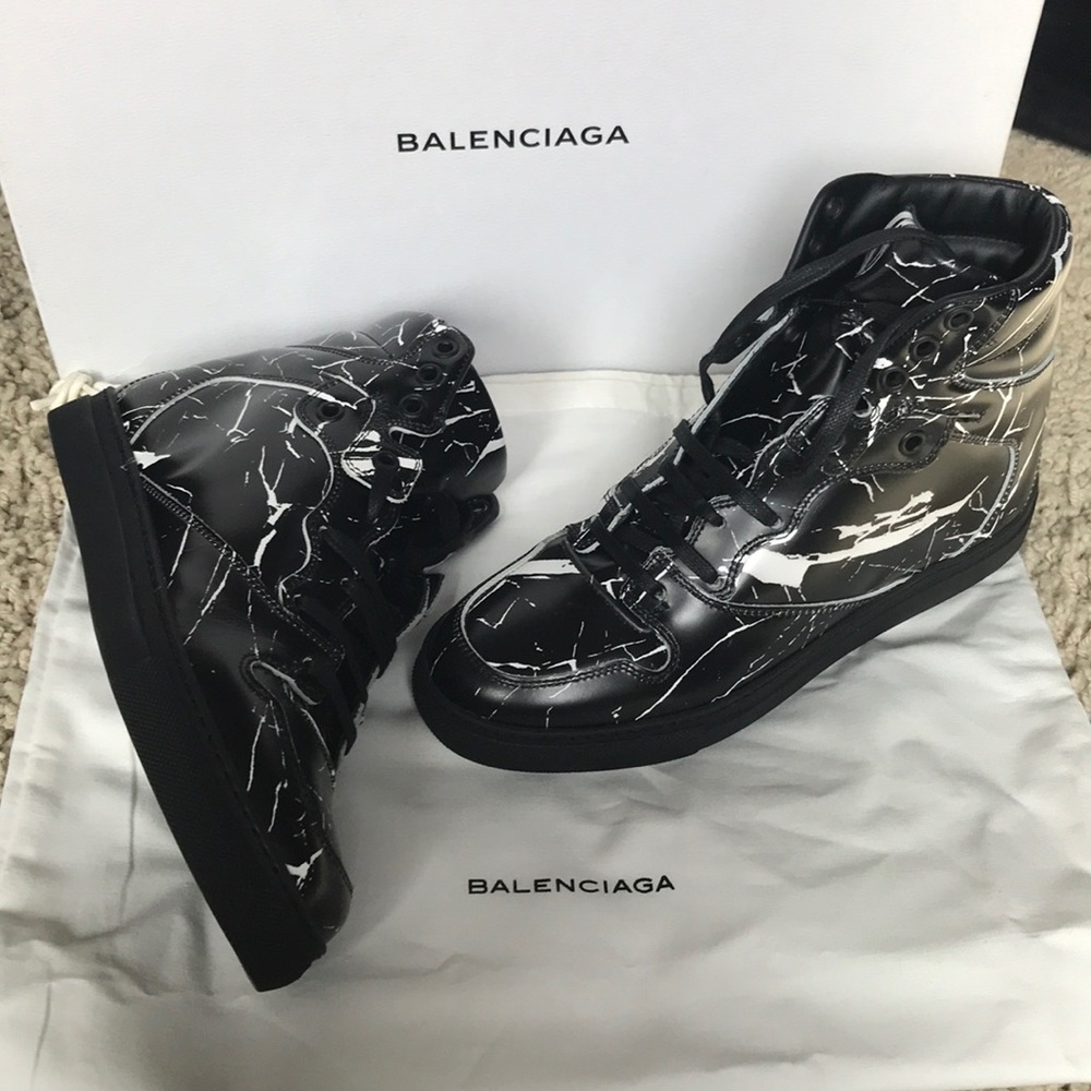 Balenciaga Marble Hightop Sneakers. Size 6